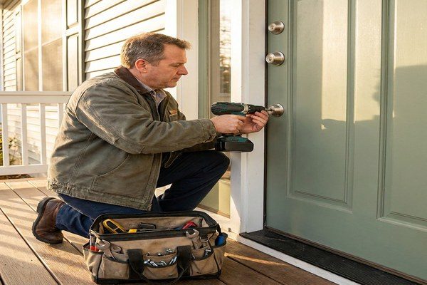 Residential door lock installation in a Foster City home